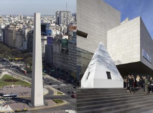 El artista Leandro Erlich usó al Obelisco como parte de su instalación "La Democracia del Símbolo". Foto: Radio Mitre