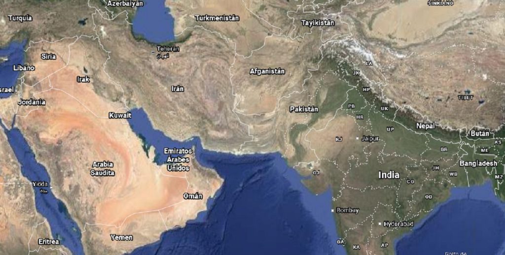Mapa del Estrecho de Ormuz, clave para el paso del comercio de la región asiática